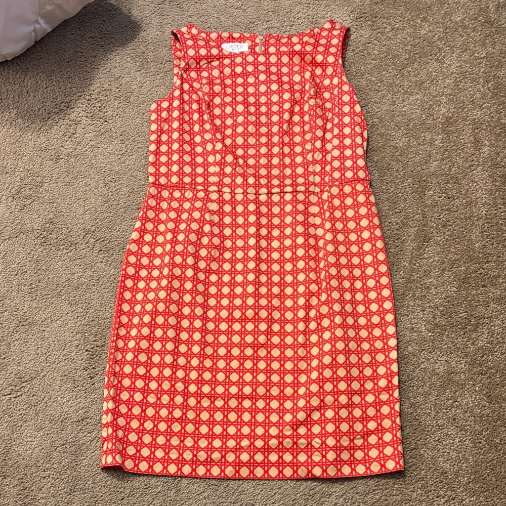 Jasper Red and Cream Geometric Sheath Dress